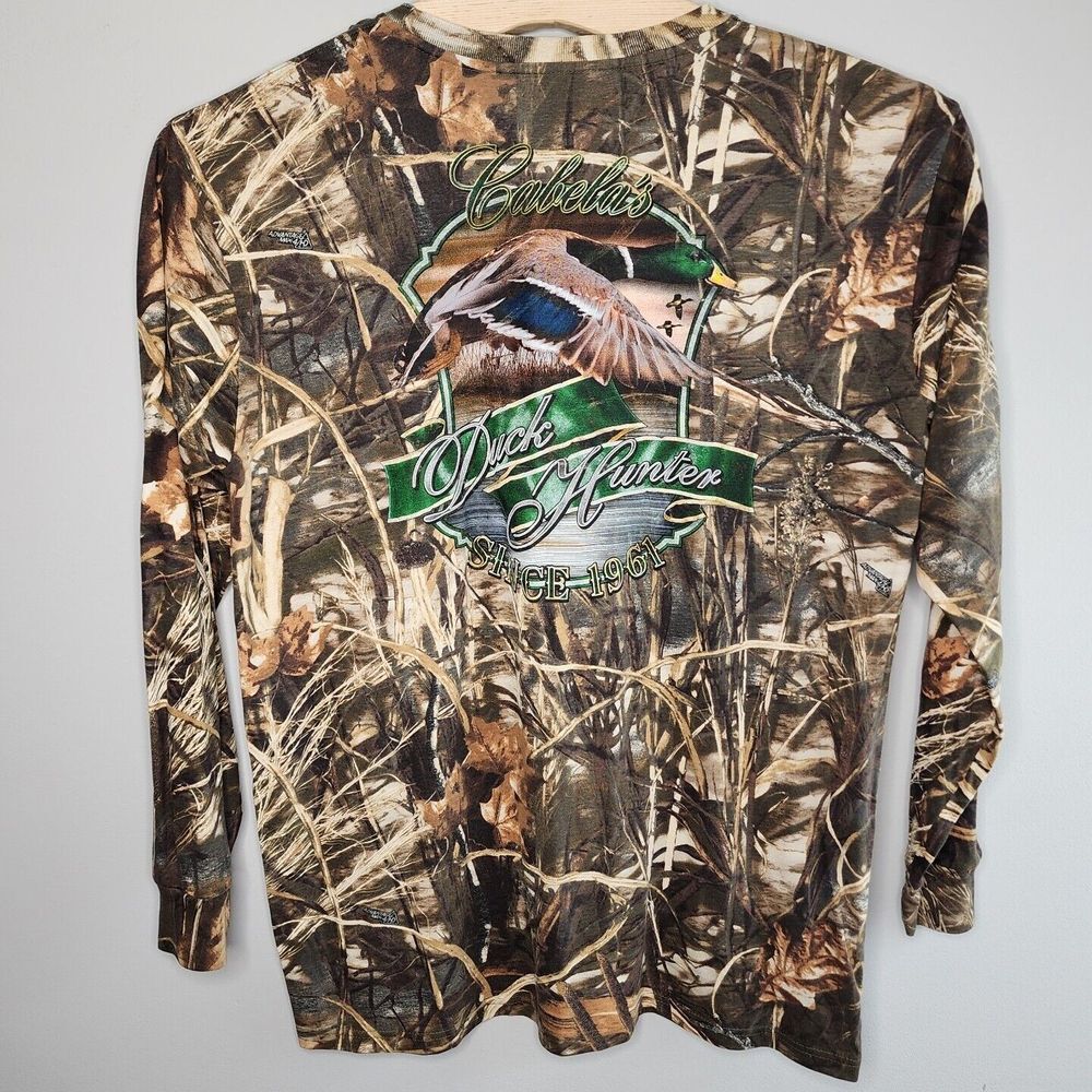 Cabela's Duck Hunter Shirt Men's 1X Advantage Max HD Long Sleeve Camo Graphic